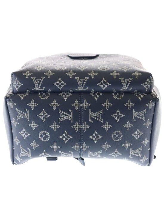 Louis Vuitton Monogram Shadow Discovery Backpack PM Navy Leather Silver